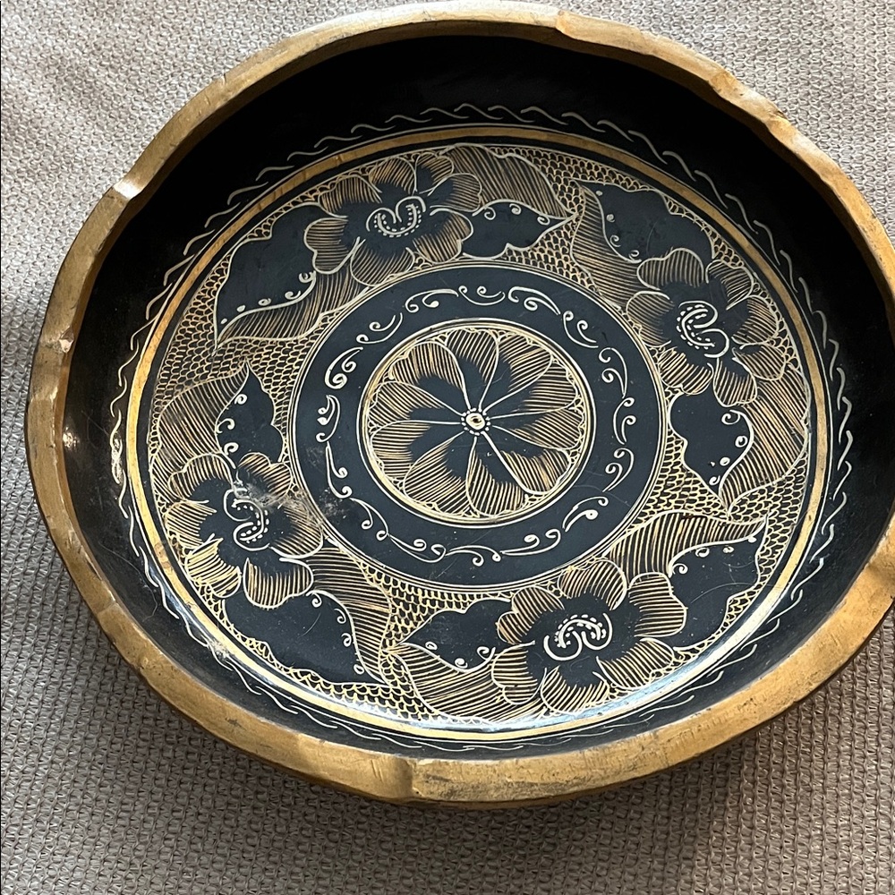 Black and Gold Decorative Bowl Wooden
11 inch